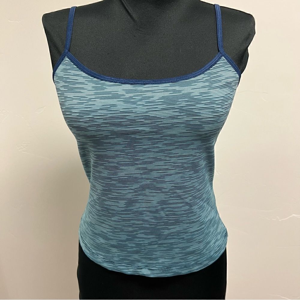 Vintage y2k tank top in blue stripe pattern sz L very stretchy new without tags